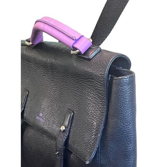 J. Estina Black Pebbled Leather Backpack Style Computer Bag Brief Case - Picture 7 of 16